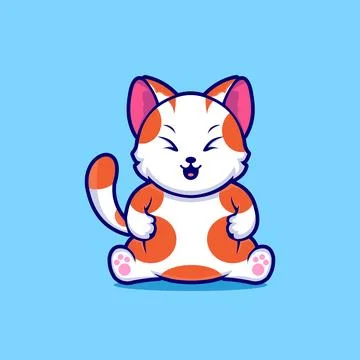 Cat cartoon vector icon, Cute and happy cat vector illustration isolated Stock Illustration