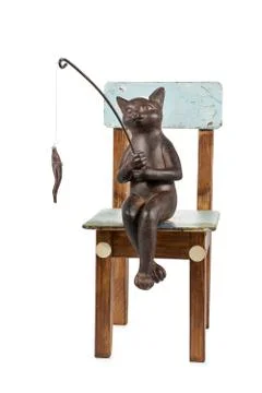 Cat caught fish Stock Photos