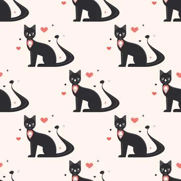 The cat caught the mouse. Illustration.Pattern. Stock Illustration