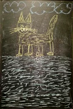 Cat - chalk drawing Stock Illustration