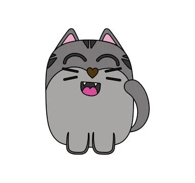 Cat character Vector color doodle illustration isolated on white Stock Illustration