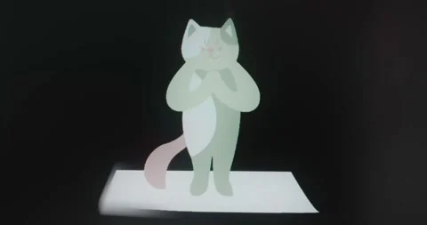Cat character in a yoga pose in prayer hands position Stock-Footage 313491874