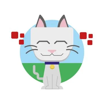 Cat in circle frame. Vector Stock Illustration