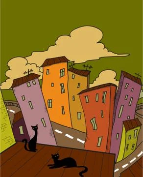 Cat city Illustrazione stock