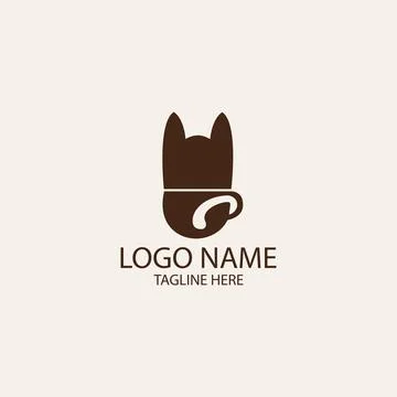Cat coffee logo design vector Stock Illustration