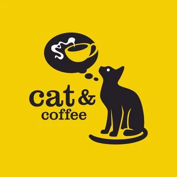 Cat Coffee Logo Stock Illustration