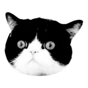 Cat collage. Design element in trendy dotted pop art style. Retro halftone ef Stockillustratie
