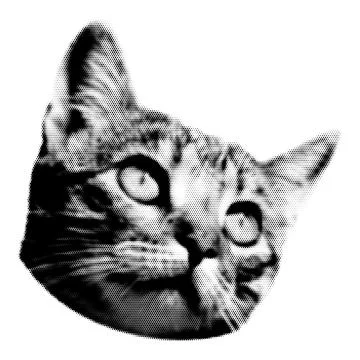 Cat collage. Design element in trendy dotted pop art style. Retro halftone ef Stock Illustration