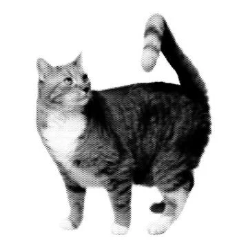 Cat collage. Design element in trendy dotted pop art style. Retro halftone ef Stock Illustration