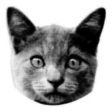 Cat collage. Design element in trendy dotted pop art style. Retro halftone ef Illustrazione stock