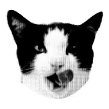 Cat collage. Design element in trendy dotted pop art style. Retro halftone ef Illustrazione stock