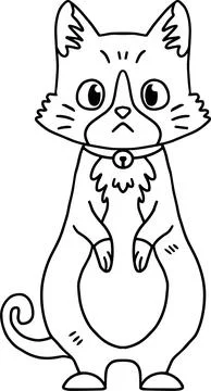 A cat with a collar is sitting on the ground Stock Illustration