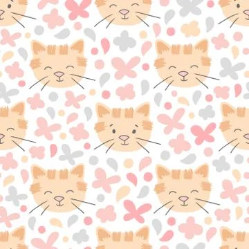 Cat color seamless vector pattern Stock Illustration
