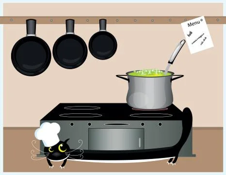 Cat cook Stock Illustration