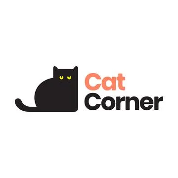 Cat corner pets black cute flat mascot cute kitten logo icon vector illustr.. Stock Illustration