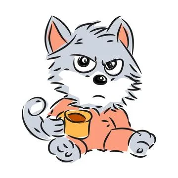 A cat with a cup of coffee Illustration Stock Illustration