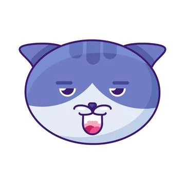 Cat cute animal boring expression emoji vector Stock Illustration