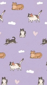 Cat, cute pattern background Stock Illustration