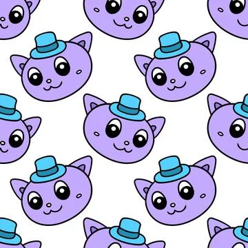 Cat cute pet seamless pattern textile print. repeat pattern background design Stock Illustration