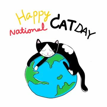 Cat day cartoon vector Stock Illustration