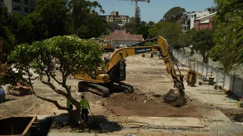 CAT Digger and workforce time lapse 4K Stock Footage 326268606