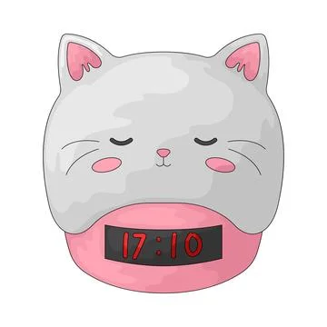 Cat digital clock illustration Stock Illustration