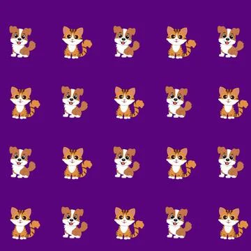 Cat dog pattern on a purple background Illustrazione stock