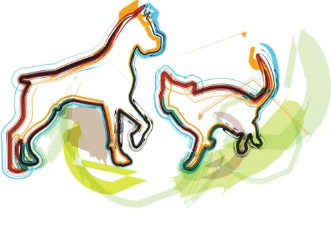 Cat &amp; Dog, vector illustration Stock Illustration