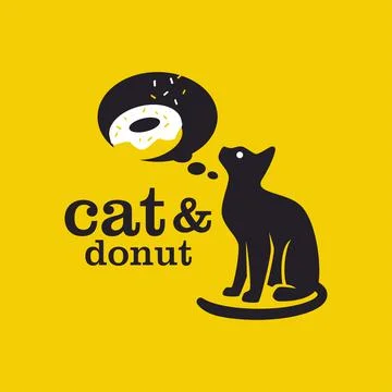 Cat Donut Logo Stock Illustration