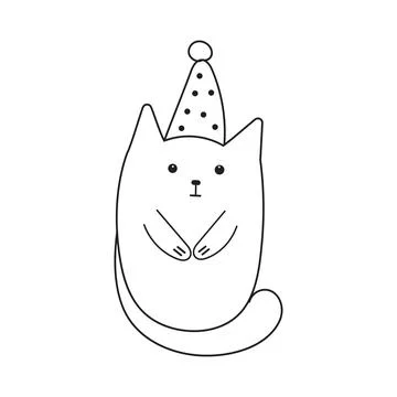 Cat in the doodle hat Stock Illustration
