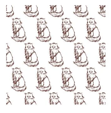 Cat in doodle style. Simple seamless pattern. Stock Illustration