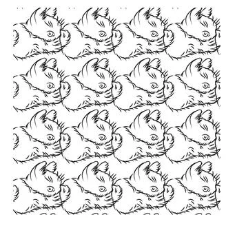 Cat in doodle style. Simple seamless pattern. Stock Illustration