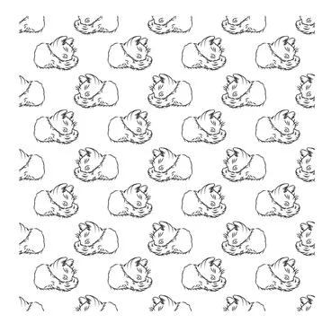 Cat in doodle style. Simple seamless pattern. Illustrazione stock