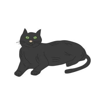 Cat is drawn in a lying position. Illustrazione stock