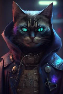 A cat dressed in a fun and playful Assassin's Creed costume Stock Illustration