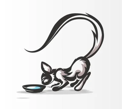 Cat drinking milk Stock Illustration