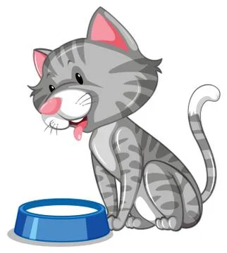A cat drinking milk Stock Illustration