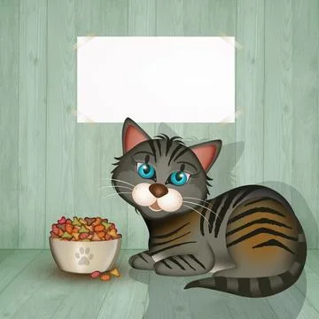 Cat eats morsels イラスト素材