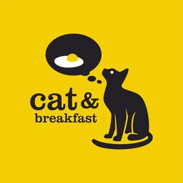 Cat Egg Breakfast Logo Stock Illustration