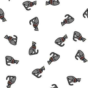 Cat egypt animal vector seamless pattern イラスト素材