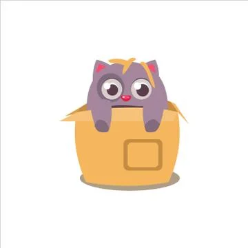 Cat Emerging From Box Stock Illustration