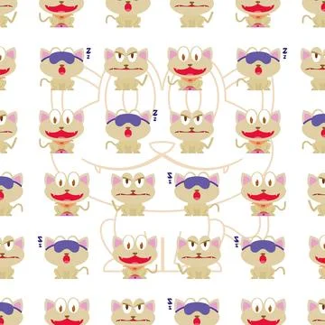 Cat emotions pattern set. Vector Stockillustratie