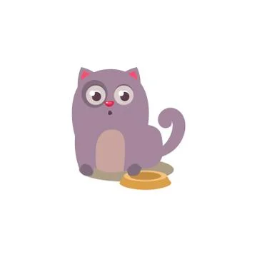 Cat With Empty Plate Stock Illustration