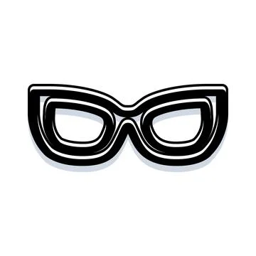 Cat eye spectacles black outline drawing icon Stock Illustration