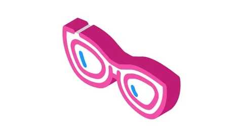 Cat eye sunglasses frame isometric icon animation Stock Footage 327295880