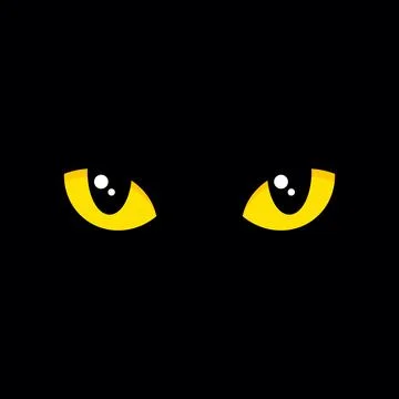 Cat Eyes on Black Background. Vector Stock Illustration