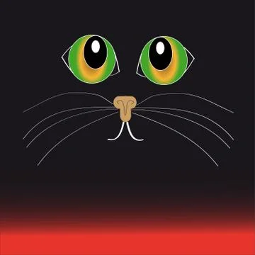 Cat eyes on black - red  background. Stock Illustration