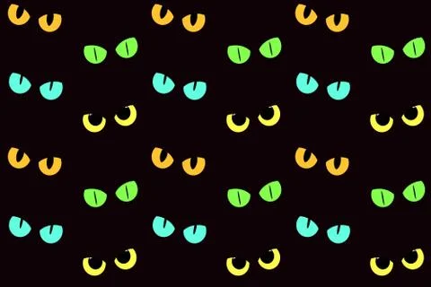 Cat eyes in the darkness pattern Stock Illustration