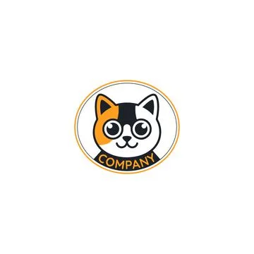 Cat Face Circle Badge Logo Icon Stock Illustration