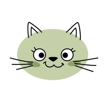Cat face. Cute cat pet isolated on white Stock Illustration